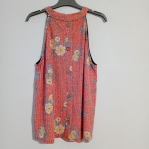 W5 sleeveless Blouse.floral patten.